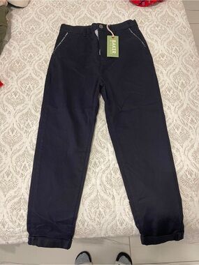 Ted Baker Navy Blue Cotton Chinos with Branded Lining